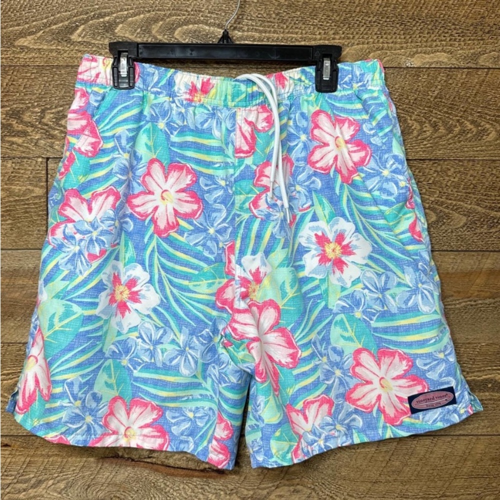 Vineyard Vines Floral Swim Trunks Multicolor Mesh Pull-On drawstring Size Large